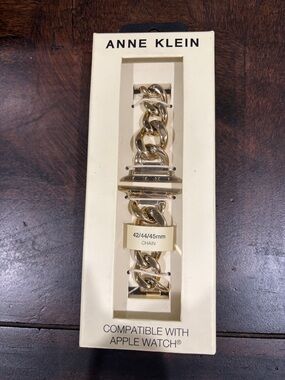 Anne Klein Gold Chain Link Replacement Band for Apple Watch (42/44/45mm)